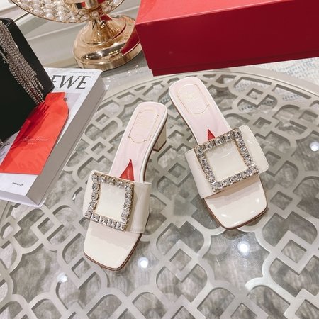 Roger Vivier Diamond buckle block heel slippers