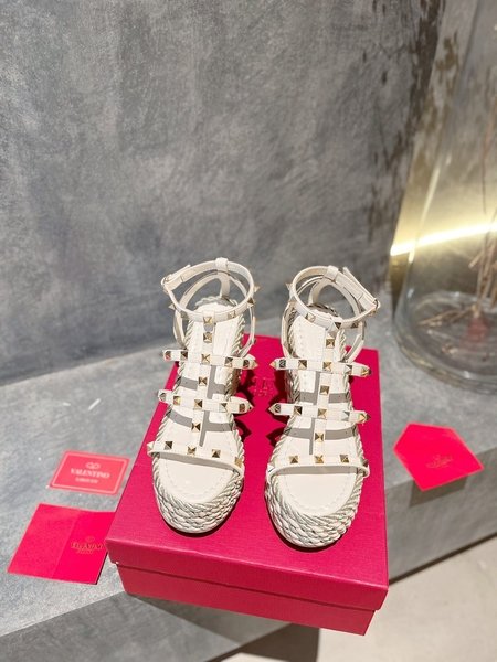 Valentino Rock Studs rope braided wedge sandals