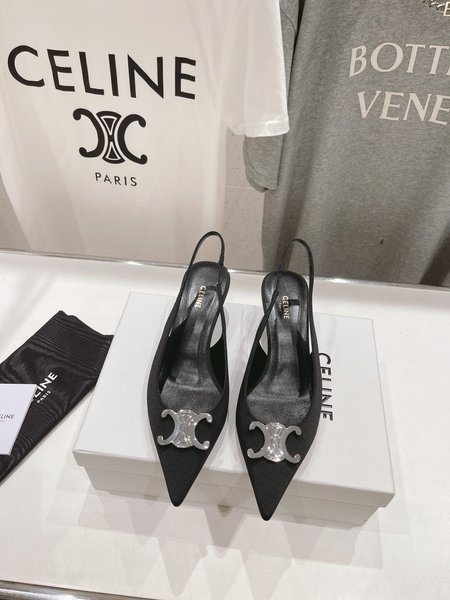 Celine Black and silver pointed-toe Kitten Heels high heels