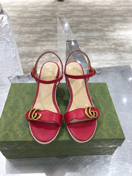 Gucci Logo Wedges sheepskin heel height 8cm