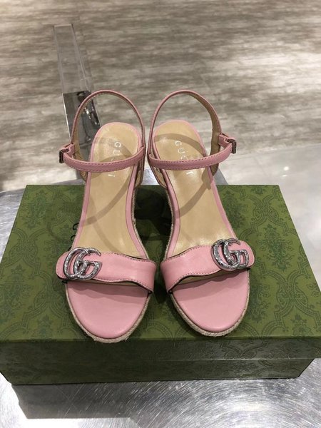 Gucci Logo Wedges sheepskin heel height 8cm