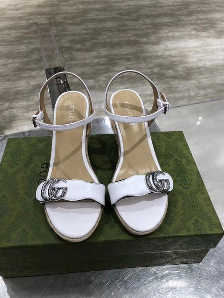 Gucci Logo Wedges sheepskin heel height 8cm