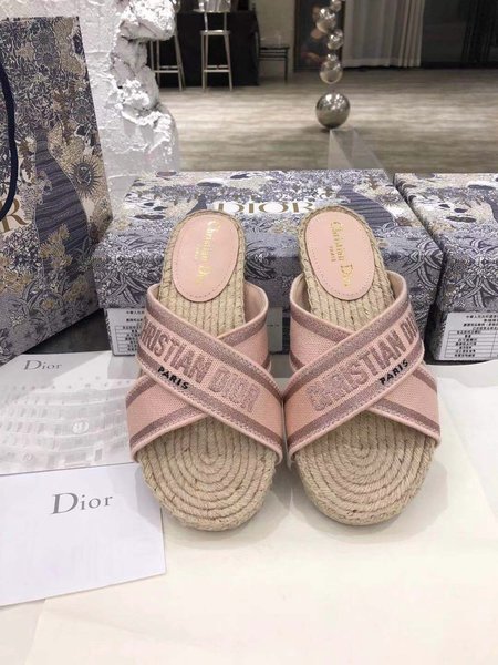 Dior Pattern jacquard embroidery gold thread Espadrilles classic logo embroidery design