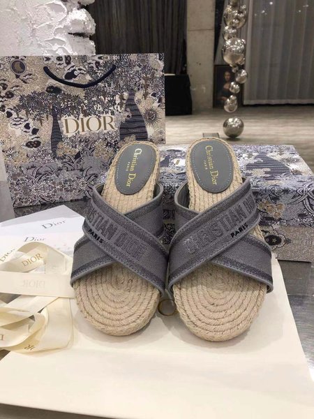 Dior Pattern jacquard embroidery gold thread Espadrilles classic logo embroidery design