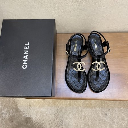 Chanel pearl buckle sandals