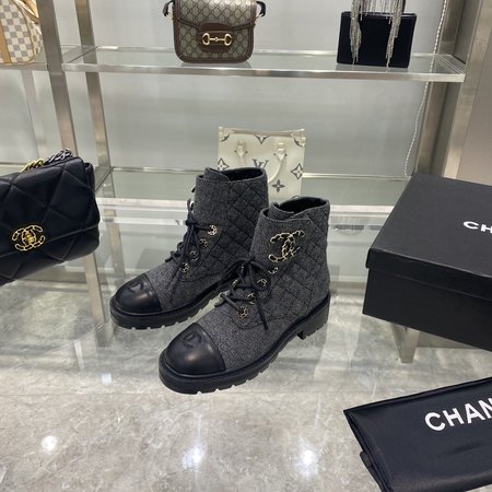 Chanel Diamond ankle boots with CC logo heel height 3cm
