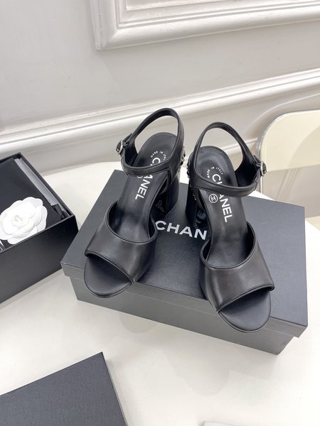 Chanel classic block heel sandals