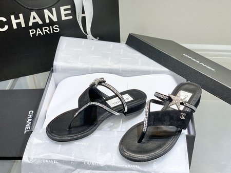 Chanel rhinestone thong sandals
