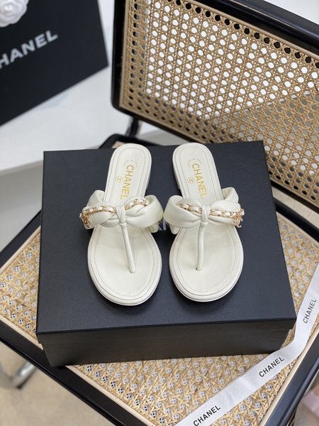 Chanel chain flip flop sandals