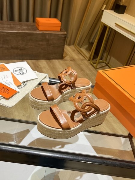 Hermes wedge sandals slippers