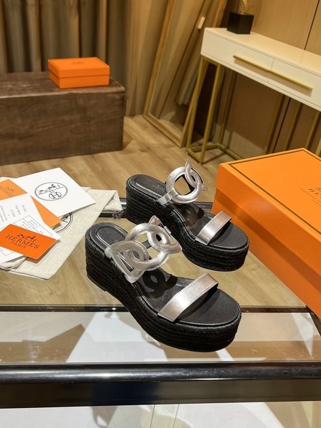 Hermes wedge sandals slippers