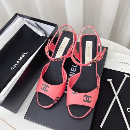 Chanel Black and white panda sandals 7.5cm chunky heel