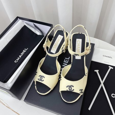 Chanel Black and white panda sandals 7.5cm chunky heel