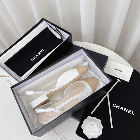 Chanel color block block heel sandals