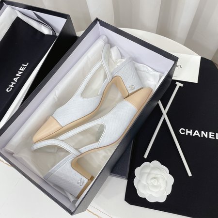 Chanel color block block heel sandals