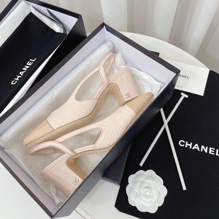 Chanel color block block heel sandals