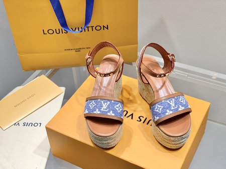 Louis Vuitton Straw WedGes Sandals