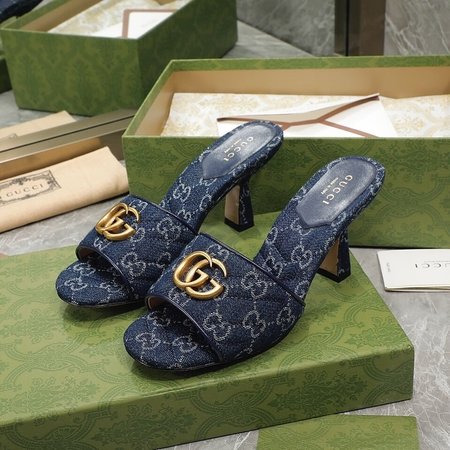 Gucci GG buckle high heel slippers