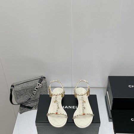 Chanel pearl chain sandals