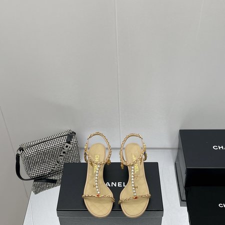 Chanel pearl chain sandals