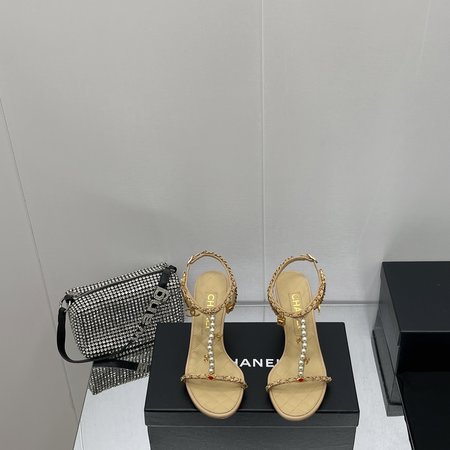 Chanel pearl chain sandals