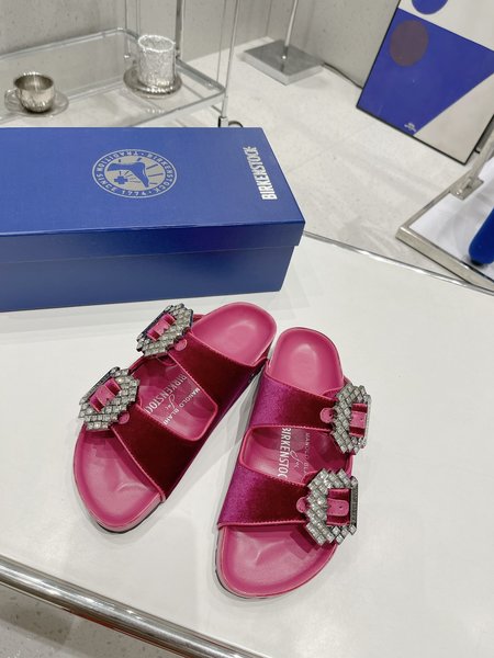 Manolo Blahnik x Birkenstock joint crystal buckle style