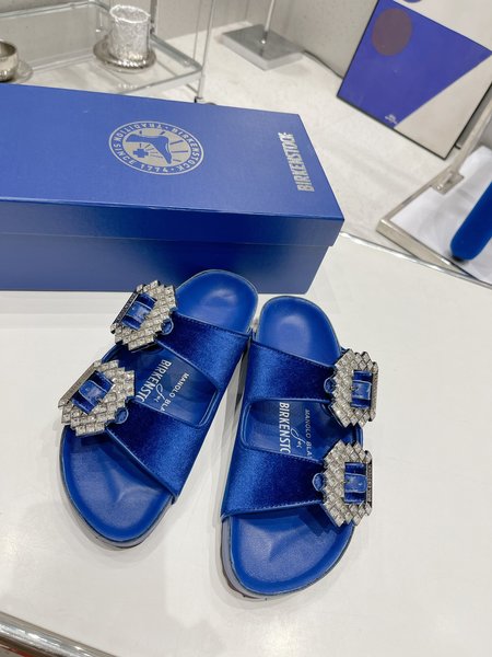 Manolo Blahnik x Birkenstock joint crystal buckle style