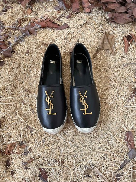 YSL Gold letters Logo Espadrilles YSL