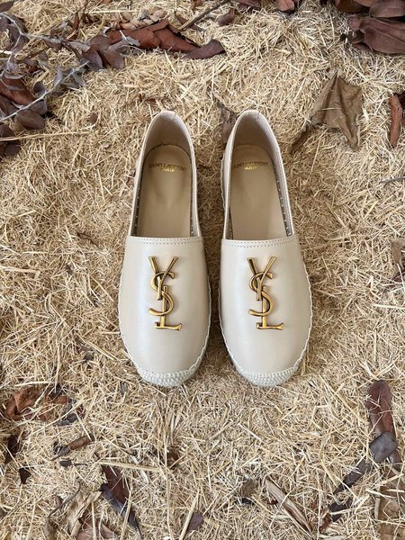 YSL Gold letters Logo Espadrilles YSL