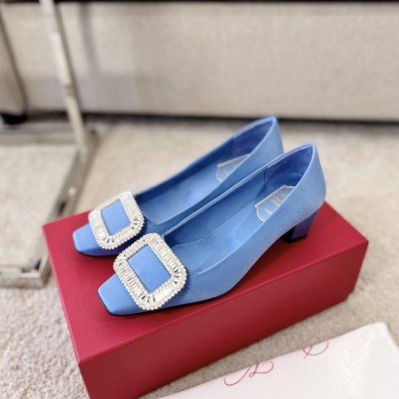 Roger Vivier Silk diamond buckle square heel shoes