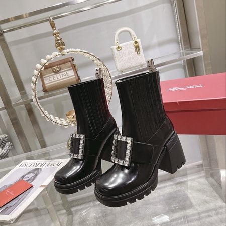 Roger Vivier diamond buckle high heel boots