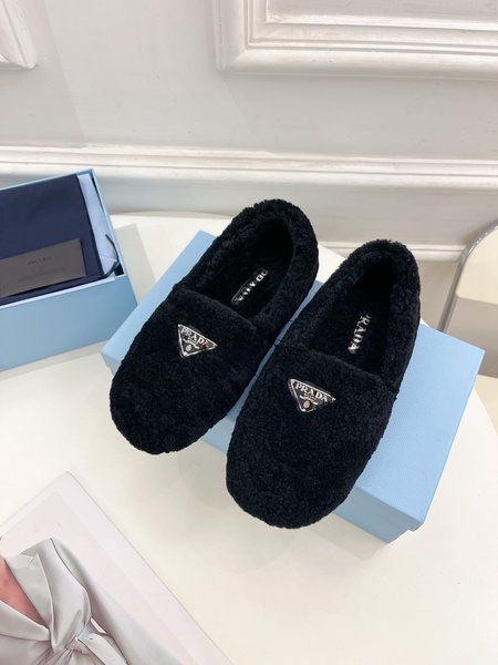 Prada Women s Wool Triangle Logo Shoes