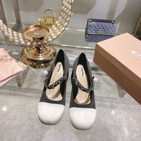 Miu Miu square toe block heel ballerinas