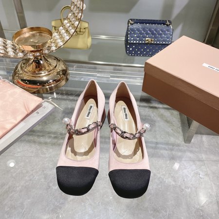 Miu Miu square toe block heel ballerinas