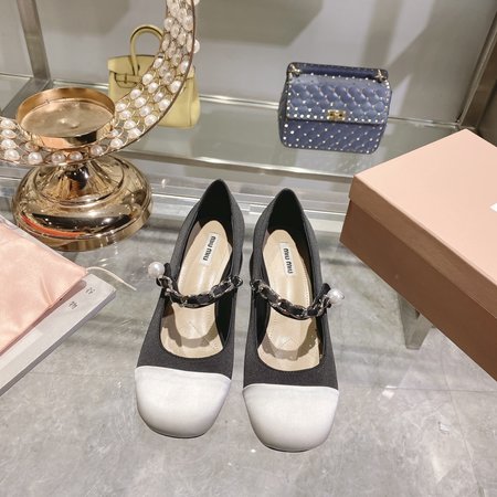 Miu Miu square toe block heel ballerinas