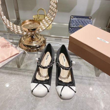 Miu Miu square toe block heel ballerinas