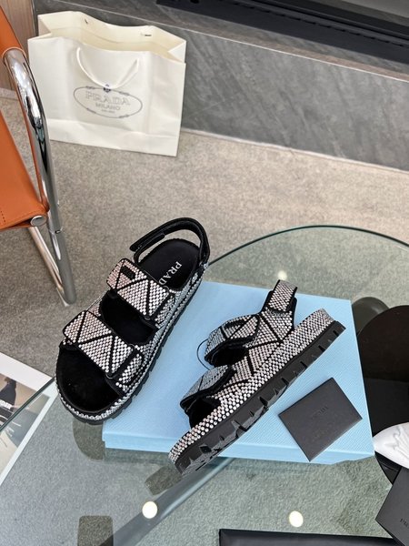 Prada beach shoes crystal sandals