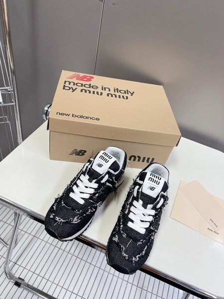 Miu Miu Rough fabric patchwork rhinestone sneakers