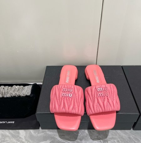 Miu Miu Flat lambskin sandals and slippers