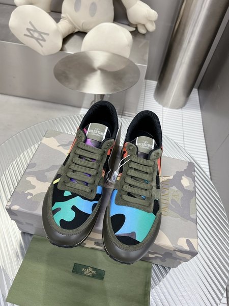 Valentino Camouflage fabric nappa leather sneakers