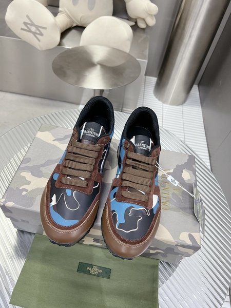 Valentino Camouflage fabric nappa leather sneakers