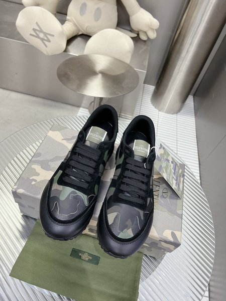 Valentino Camouflage fabric nappa leather sneakers