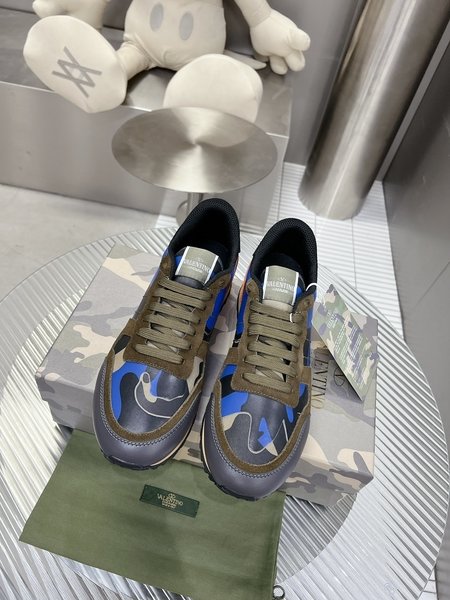 Valentino Camouflage fabric nappa leather sneakers