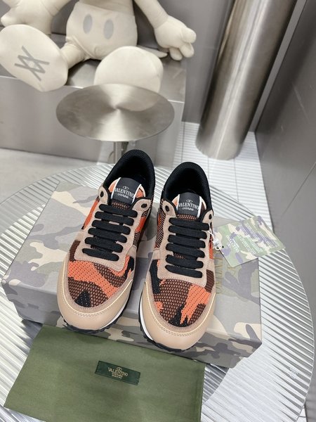 Valentino Camouflage fabric nappa leather sneakers