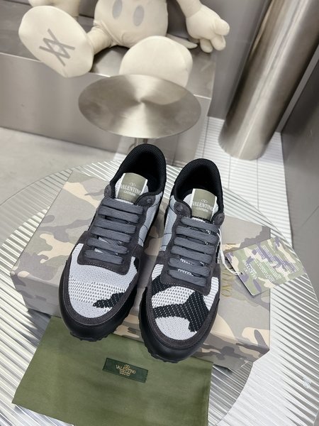 Valentino Camouflage fabric nappa leather sneakers