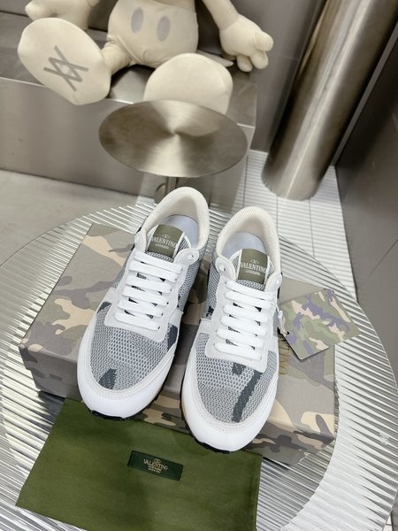 Valentino Camouflage fabric nappa leather sneakers