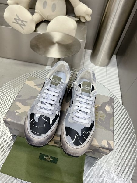 Valentino Camouflage fabric nappa leather sneakers