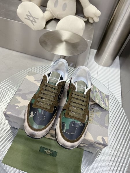 Valentino Camouflage fabric nappa leather sneakers