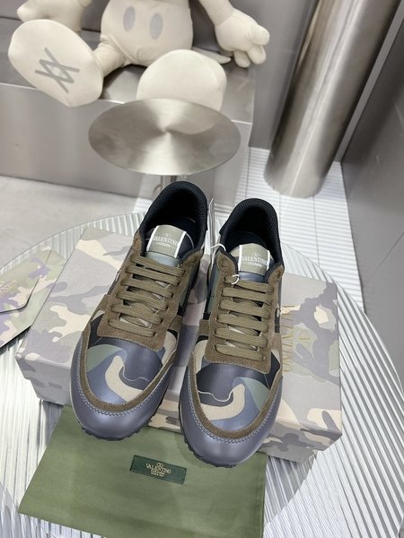 Valentino Camouflage fabric nappa leather sneakers