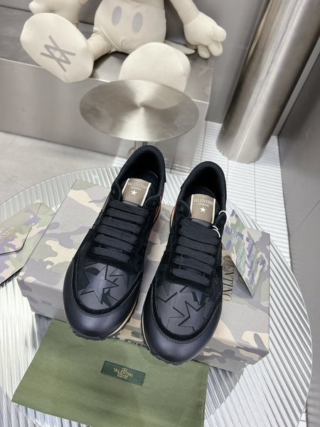 Valentino Camouflage fabric nappa leather sneakers